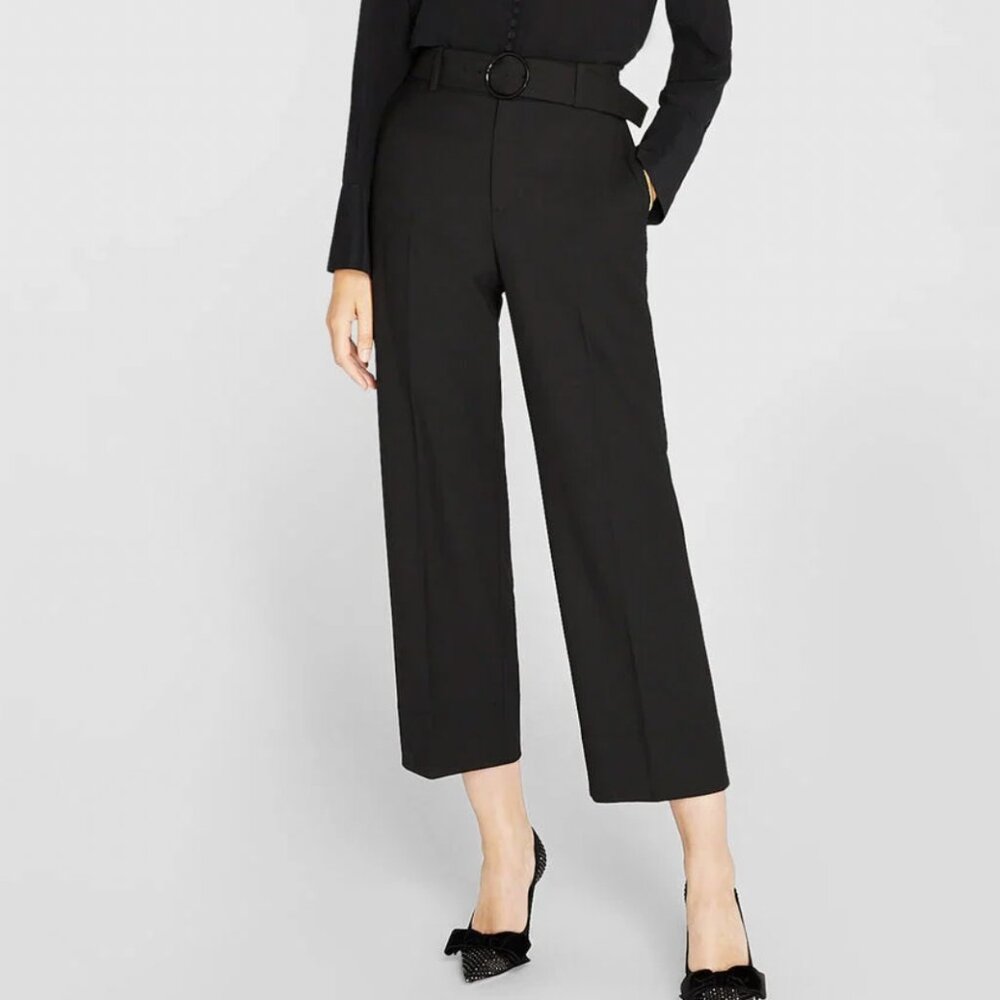 Club Monaco Enamel Ring Straight Leg Ankle Length Pants Womens Black Size 4